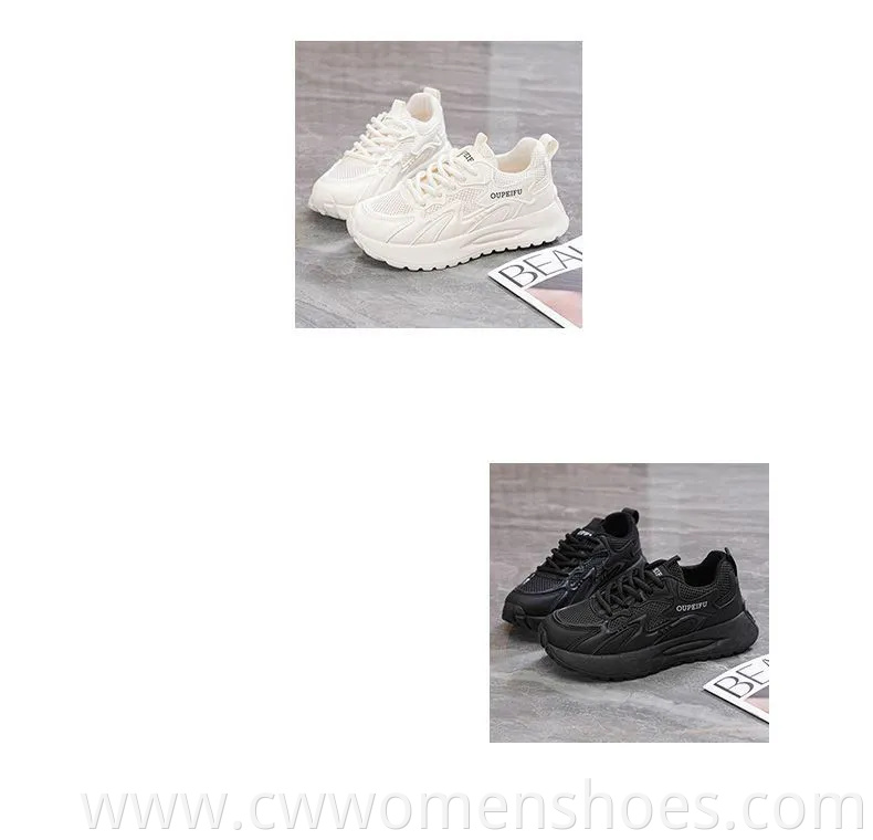 Wholesale Summer Breathable Lace-up Casual Shoes Thick Soled Bottom Sports Sneakers Fashion Chunky Shoes for Women